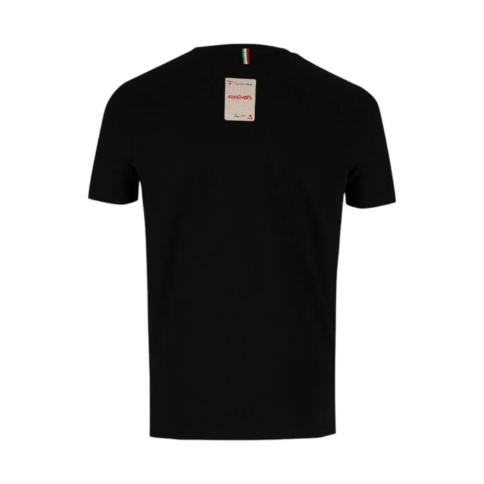 11 94 B | The Rossimoda T-Shirt Fabrazio Black offers a timeless and versatile design, crafted from premium cotton for a soft, breathable, and durable feel that ensures all-day comfort. Its classic crew neck and tailored yet relaxed fit provide a flattering silhouette that effortlessly pairs with a variety of outfits, from casual jeans to a smart-casual blazer. Ideal for any occasion, the sleek black hue and minimalist branding give the t-shirt a sophisticated, understated appeal that is perfect for both everyday wear and special events.