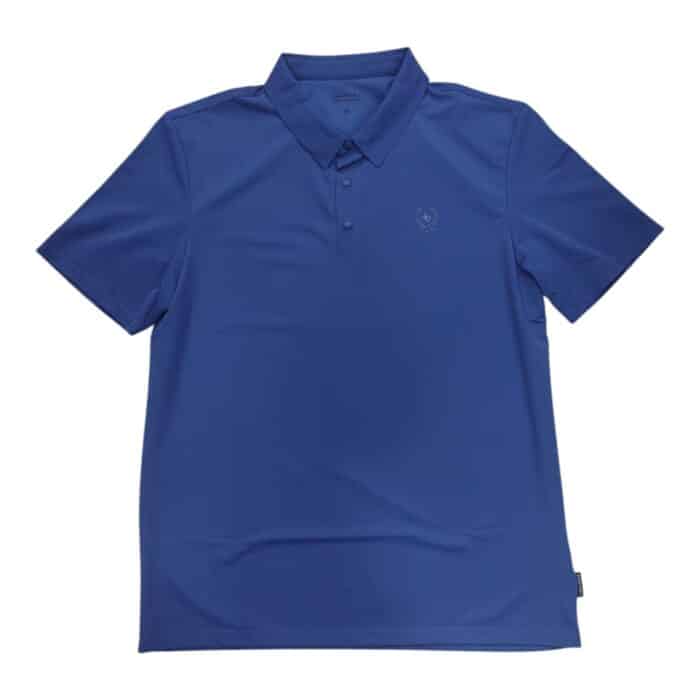 46 14 A rotated | The Jonathan D Golfer Luan in Airforce is a stylish and versatile polo shirt crafted from a premium cotton blend, ensuring breathability, comfort, and durability for both casual and active wear. Its sophisticated Airforce blue hue, classic collar, and three-button placket create a timeless look, while the tailored fit, ribbed cuffs, and side slits provide unrestricted movement and a polished silhouette. Whether paired with chinos for a refined outfit or worn with shorts for a relaxed weekend ensemble, this golfer seamlessly transitions from the golf course to social gatherings with effortless elegance